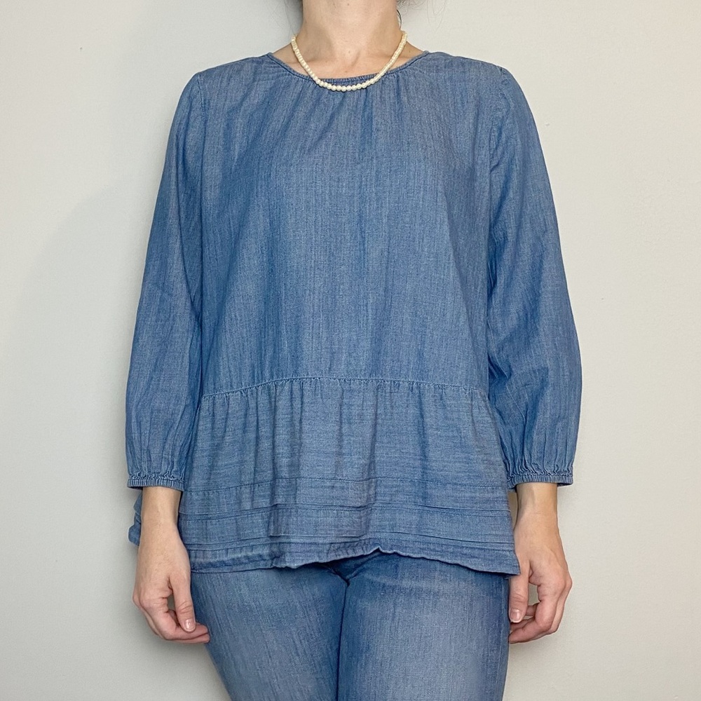 The Great Cotton Button Back Top